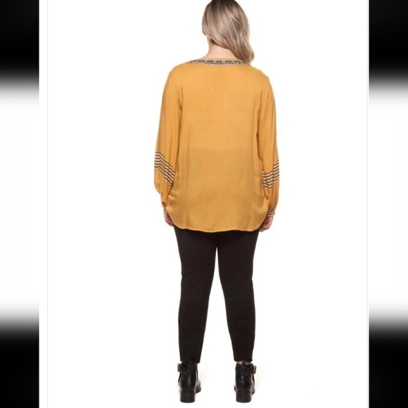 Dex Plus Size Flowy Bohemian Mustard Smock Size 1X - Picture 2 of 11